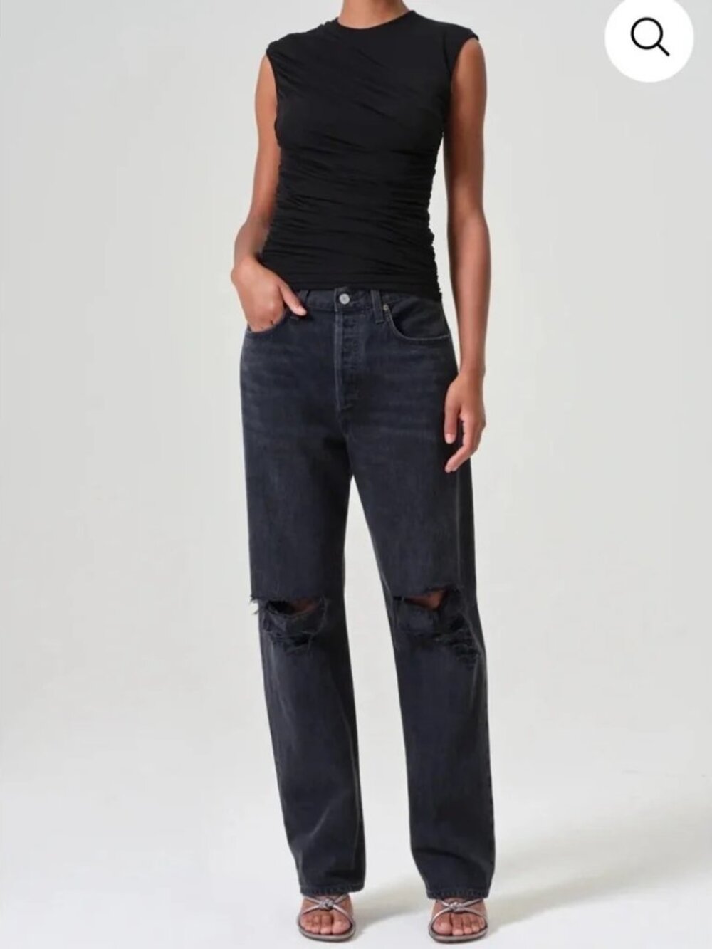 Agolde's Kelly Black Ripped Jeans, Size: 26